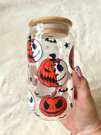 Image 3 of Skeleton/Pumpkin Glass Can 