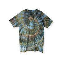 Image 1 of M Adult Combed Cotton Tee in Forest Spiral Ice Dye