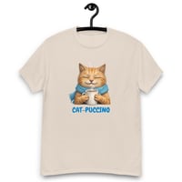 Image 8 of Cat-puccino Cozy Cat Coffee Graphic Unisex T-Shirt