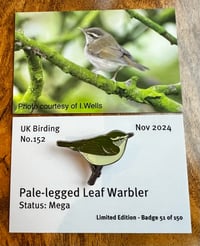 Image 1 of Pale-legged Leaf Warbler - No.152 - UK Birding Pins 