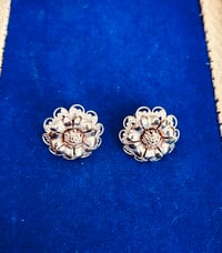 Image 1 of 1960s Delicate Gold Tone Floral Screw Back Earrings