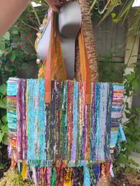 Image 4 of Frill Sari shoulder Bag with leather straps 