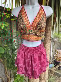 Image 8 of Bralette halter neck top -dark green.and red 