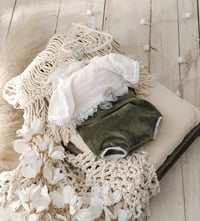 Image 1 of Newborn Photo Prop Set – Bodysuit & Headband – Alexandra (Grey White)