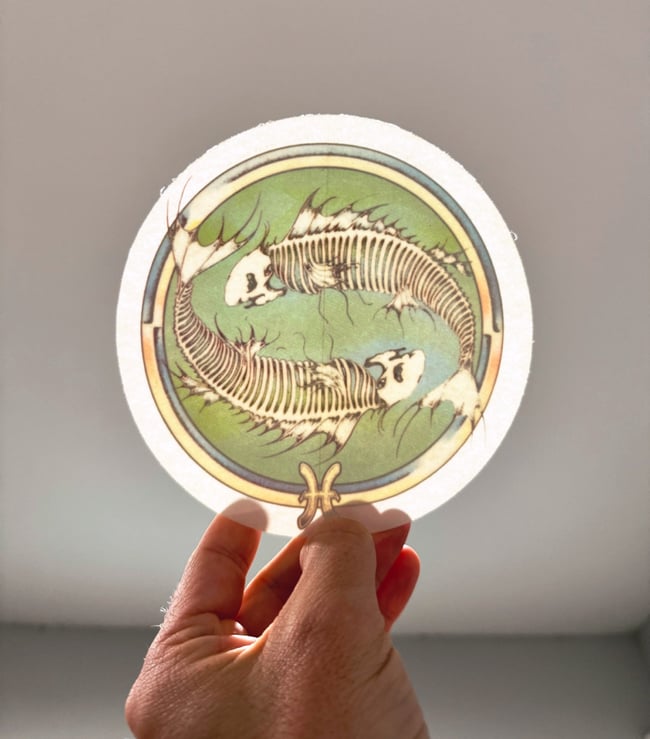 1980s Jerry Jaspar Pisces Zodiac 6” Sticker 