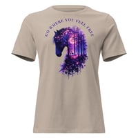 Image 2 of Go Where You Feel Free Horse Forest Women's Relaxed Fit Tee | Colorful Horse Lover Shirt