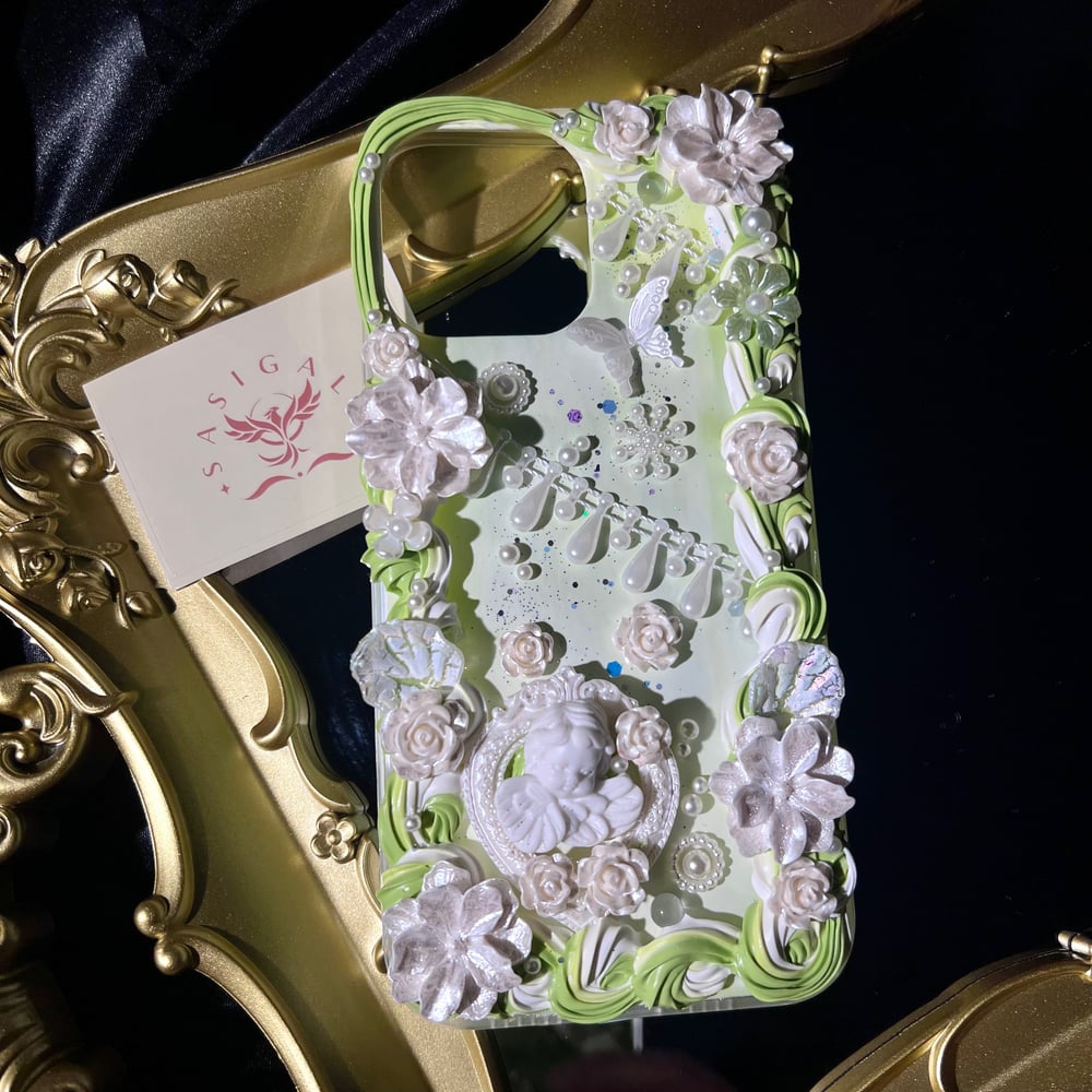 Image of Green Angel Baroque Style Decoden Phone Case For All Brand 