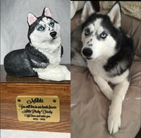 Image 2 of Custom Engraved Handpainted Siberian Husky Urn For Ashes Pet Portrait To Your Photos