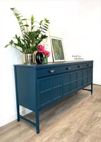 Image 3 of Mid century modern Upcycled dark teal Nathan Squares SIDEBOARD - DRINKS CABINET - TV UNIT