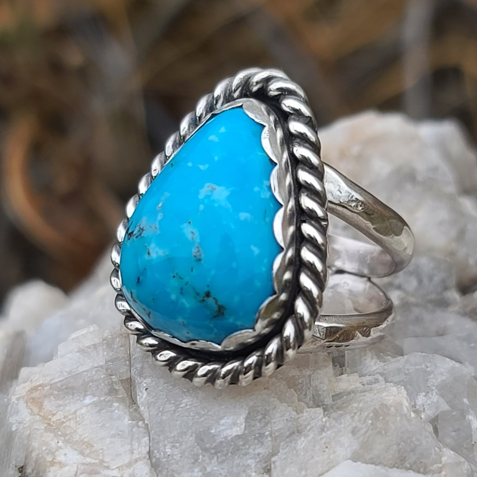 Handmade offers Kingman Turquoise & Sterling Silver Ring Size 5.75