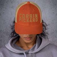 Image 4 of Corbin Pickard Brown and Hunter Orange Branded Trucker Cap