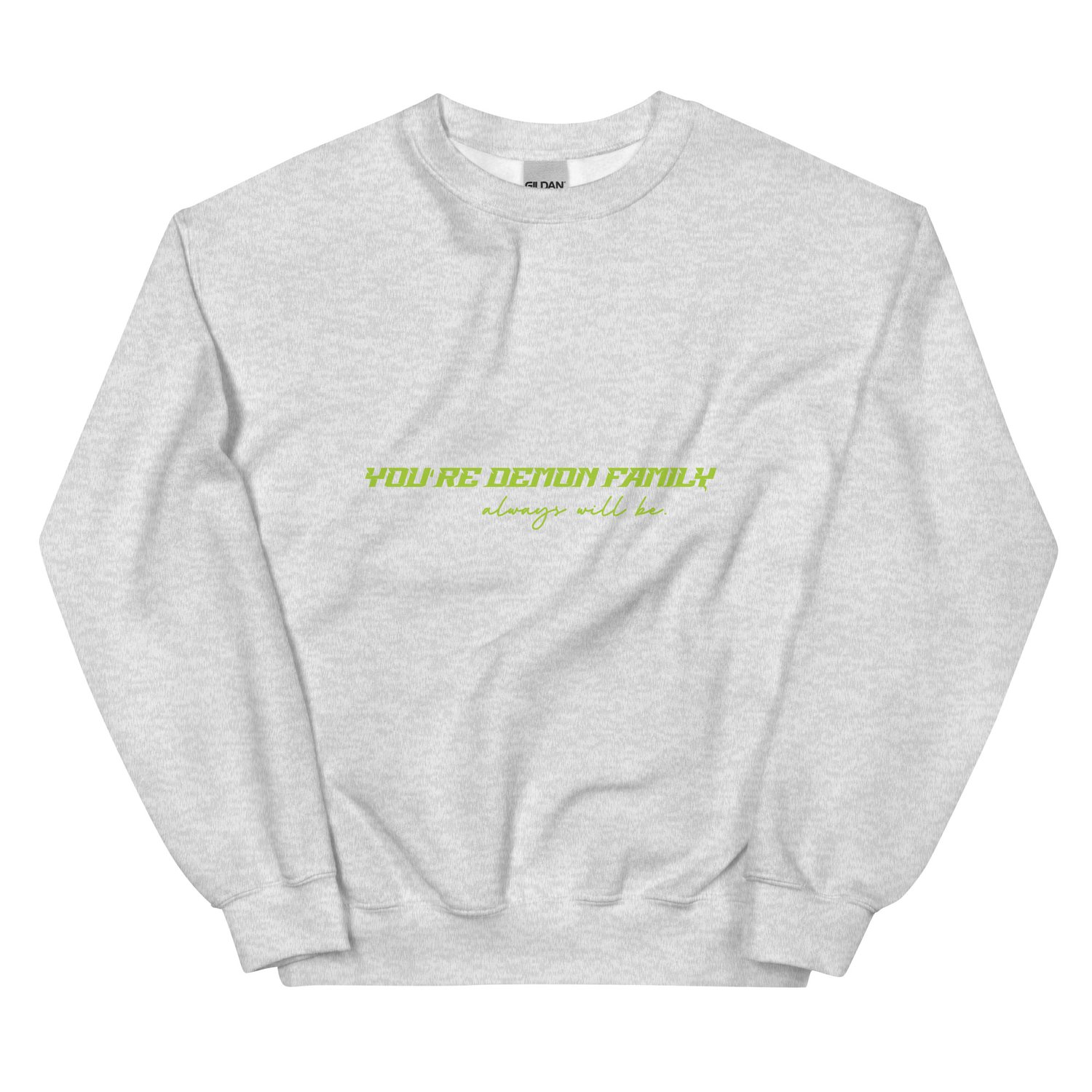 Image of Officially licensed demon family green with back design Unisex Sweatshirt