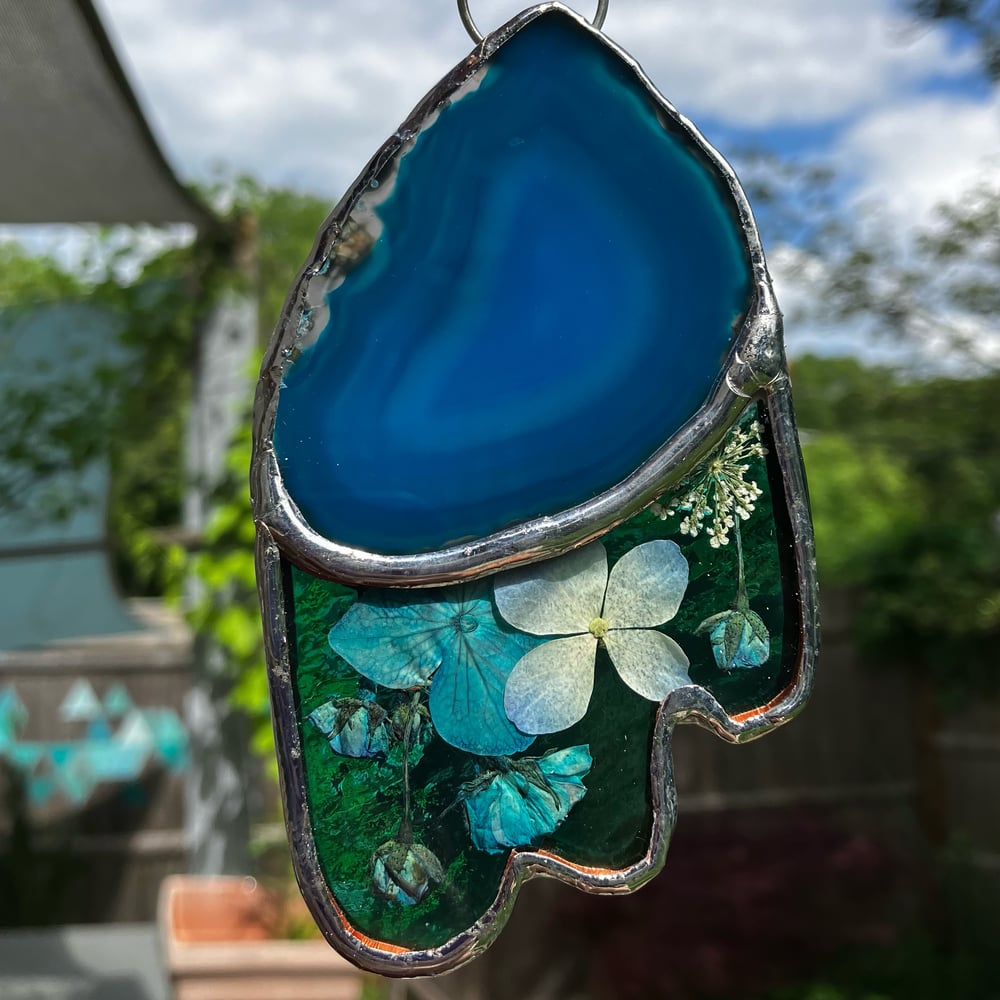 Image of Blue Floral Agate Slice