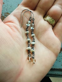 Image 8 of blue topaz pearl and citrine dangle earrings