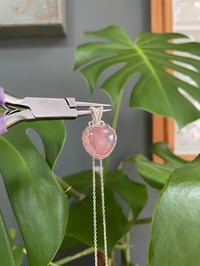 Image 4 of Silver  Strawberry Quartz Heart Crystal Necklace