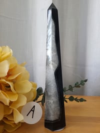 Image 6 of 8" Black Onyx Agate Tower Natural Healing Crystal 2 Styles