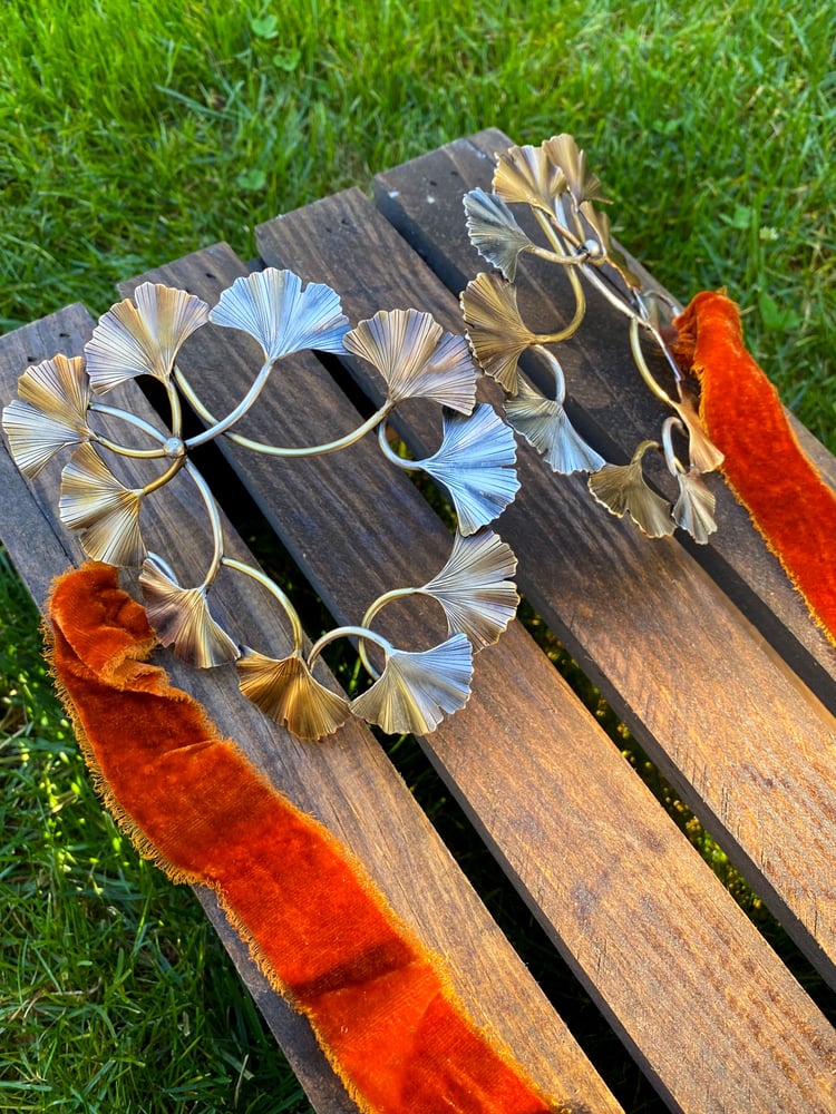 Image of Art Nouveau Ginkgo Brass Sterling Mask