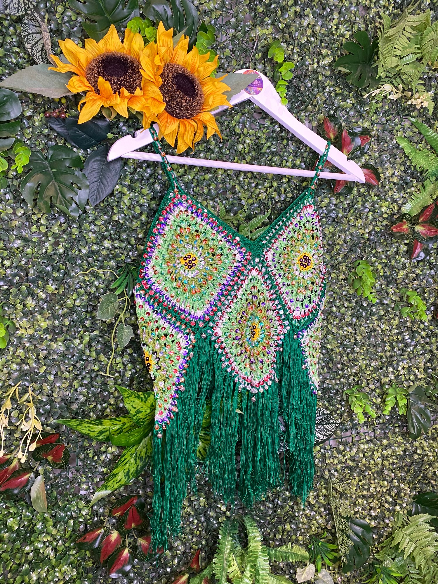 Image of Crochet Sequin Top - Green, Lilac, Orange