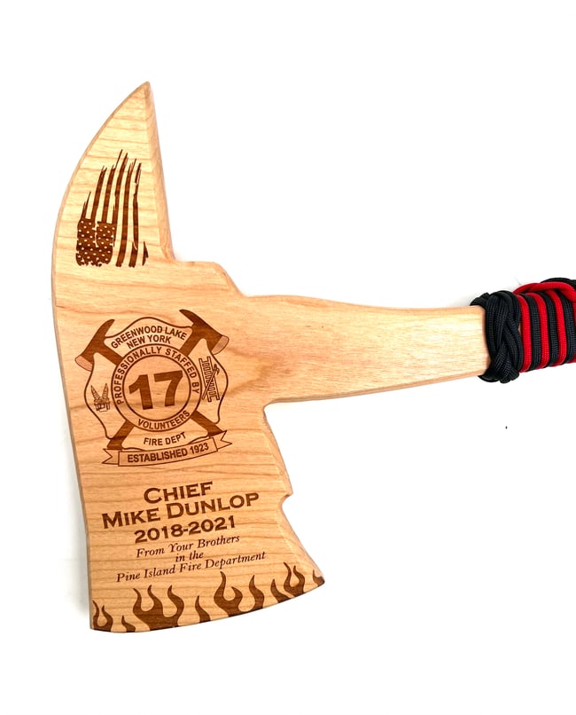 Firefighter Axe Award Custom Laser Engraved Cherry Wood Wild Laser