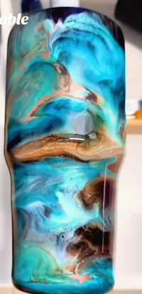 Image 2 of 30 oz Teal and Brown  Tumbler #3 Kristen 