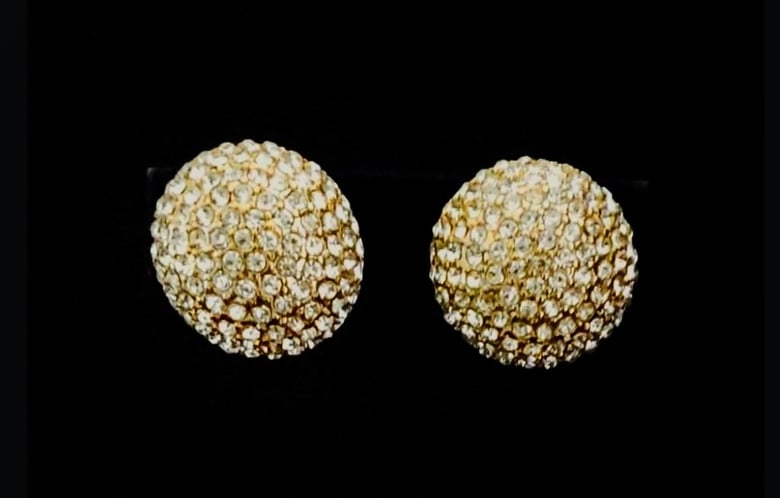 Image of Gold Rhinestone Clip Earrings 