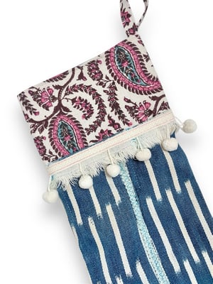 Image of CHRISTMAS STOCKINGS - INDIGO/PAISLEY