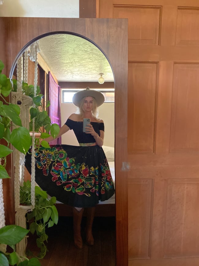 1950s hand painted Mexican circle skirt 