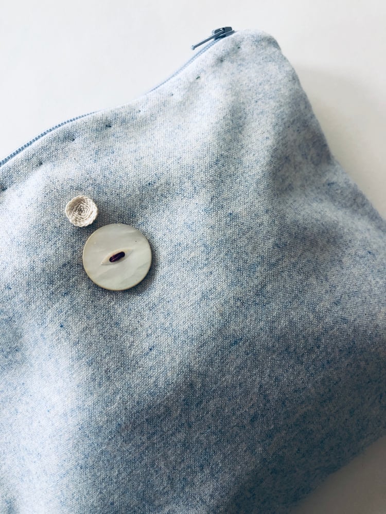 Image of greta blue & ecru small bag