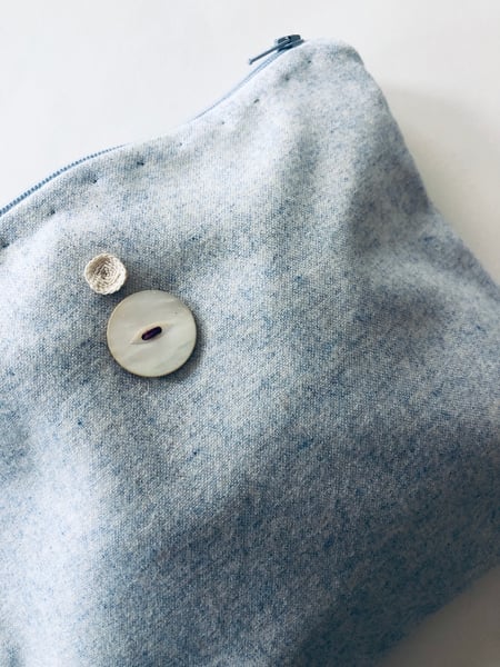 Image of greta blue & ecru small bag