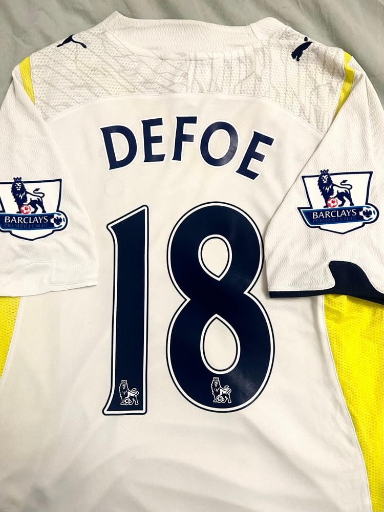 Image of Tottenham Hotspur “DEFOE 18” 2009/10 Home Shirt + PL patches (M)