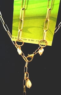 Image 2 of Gold plated chain necklace and earring set with freshwater pearls