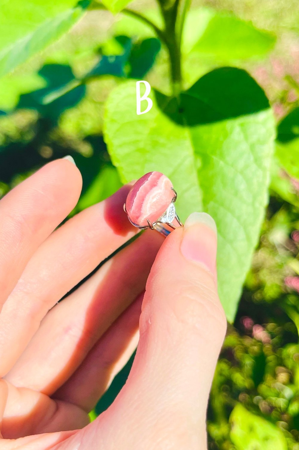 Image of Rhodochrosite Silver Adjustable Ring