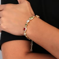 Image 5 of USA Warehouse 10MM Colourful Gemstone Chain 18K Gold Plated Multi Colored CZ Zirconia Jewelry Gem St