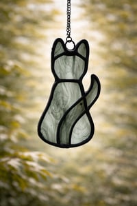 Image 1 of Black Cat Stained Glass Suncatcher