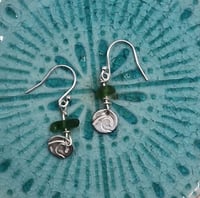 Image 5 of Sea Glass and Wave Charm Earrings