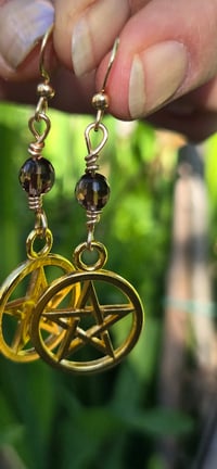Image 6 of Smoky Pentacle Earrings