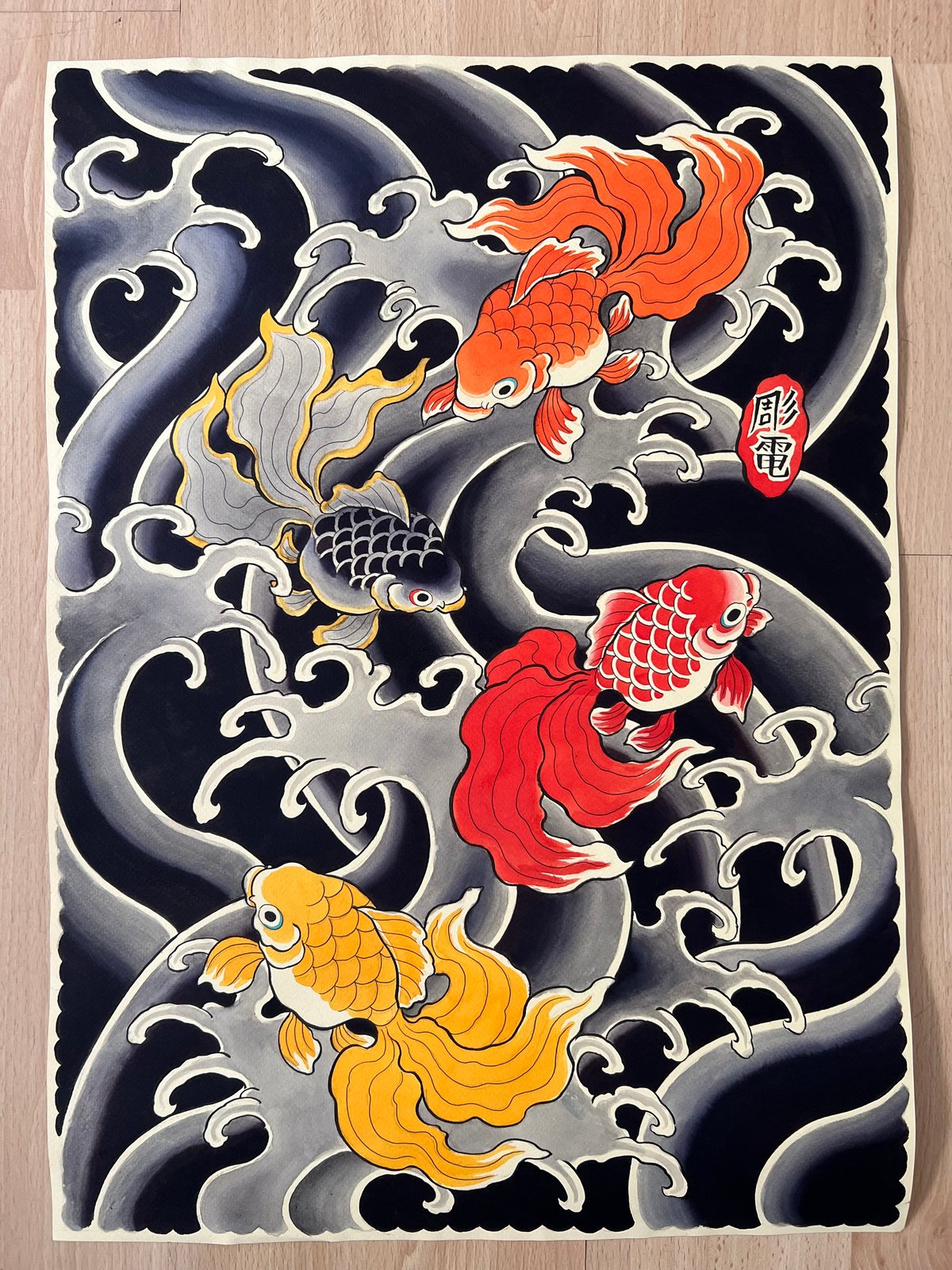 Kingyo Original Painting | DENEKA HORIDEN 彫電