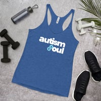 Image 3 of Women's Racerback Tank for whom do you wear blue back and logo front 