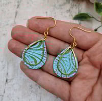 Image 3 of Blue and Gold Teardrop Earrings