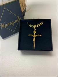 Image 1 of 14k Gold Plated Necklace & Cross Pendant