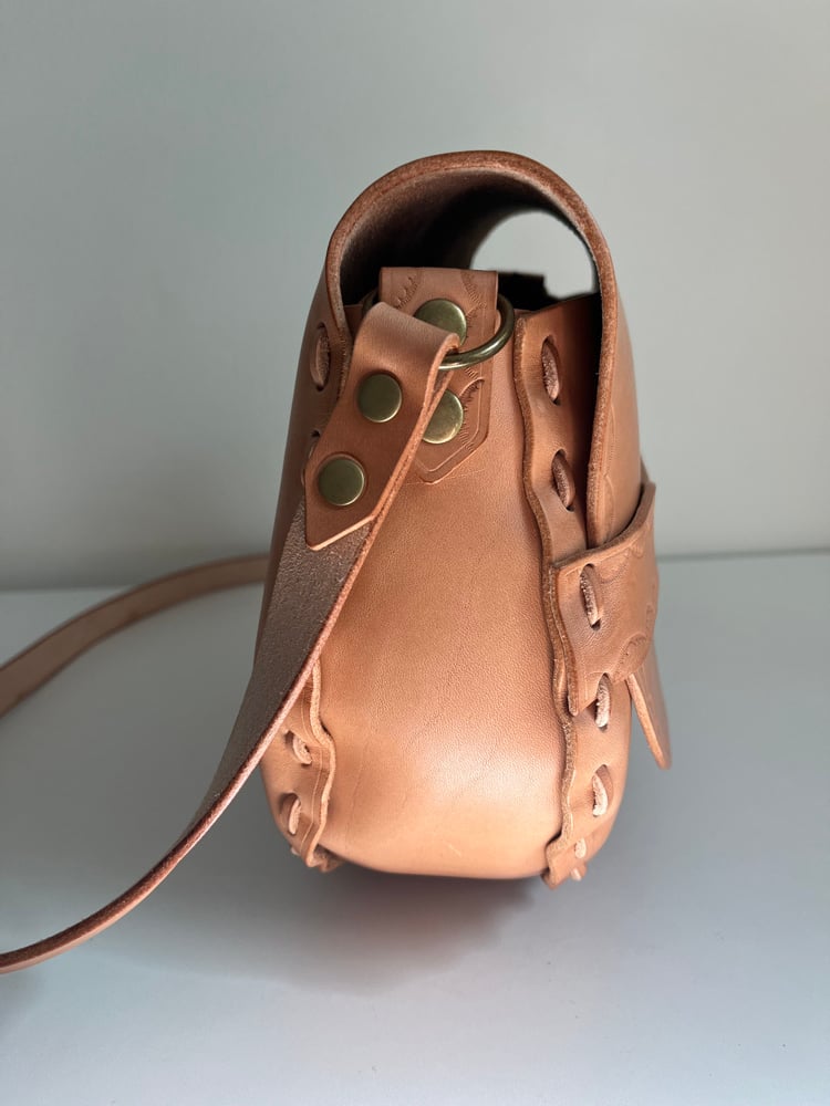 Image of Natural Vachetta Crossbody Saddle Bag