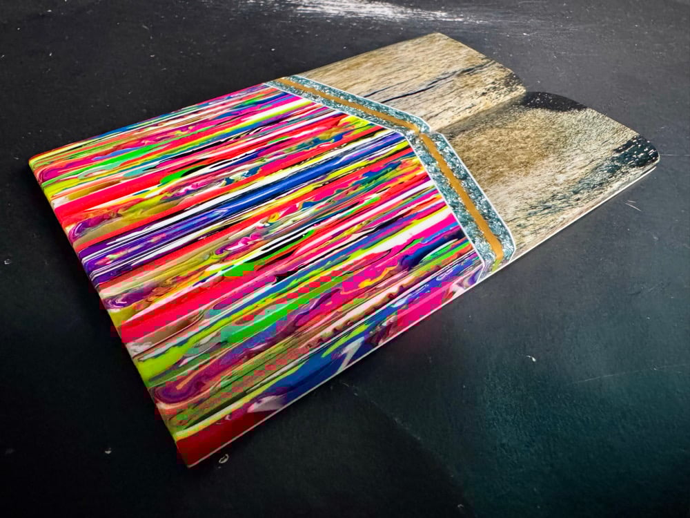 Image of Giraffe Bone & @Kaoticartworks Resin GLOW Segmented Knife Scales