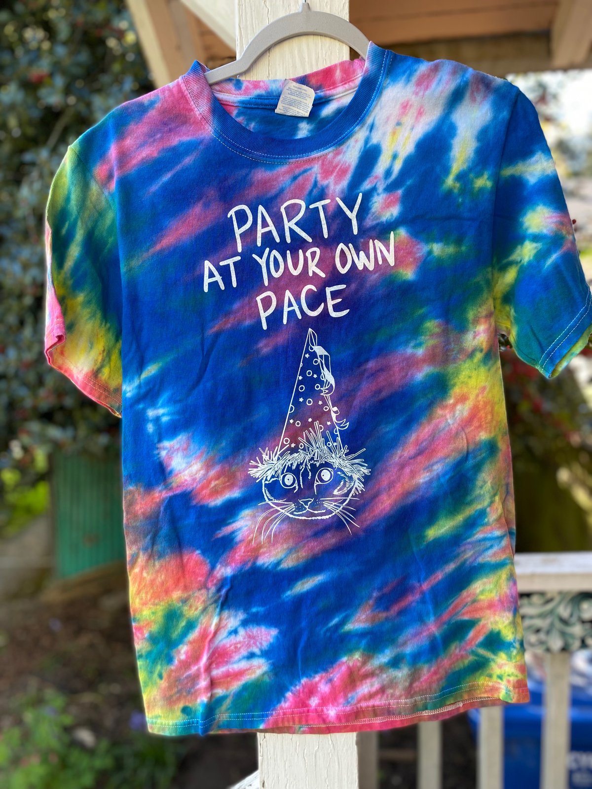 Image of SMALL Party At Your Own Pace Tie Die Shirt 2