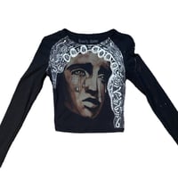Image 1 of “BLEACH MARY” Custom Bleach Painted Longsleeve Baby Tee