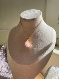 Image 4 of Gold Rose Quartz Moon  Crystal Necklace