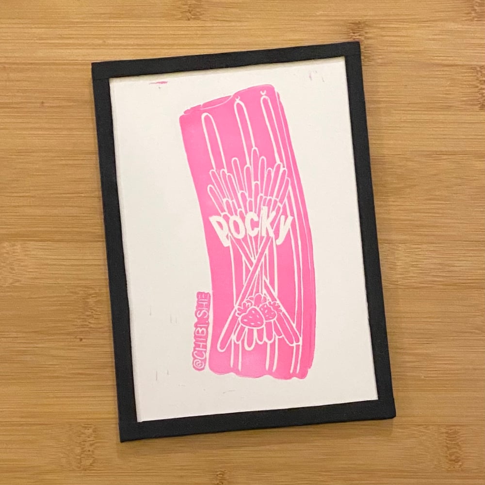 Image of pocky mag block print • 5” x 7”