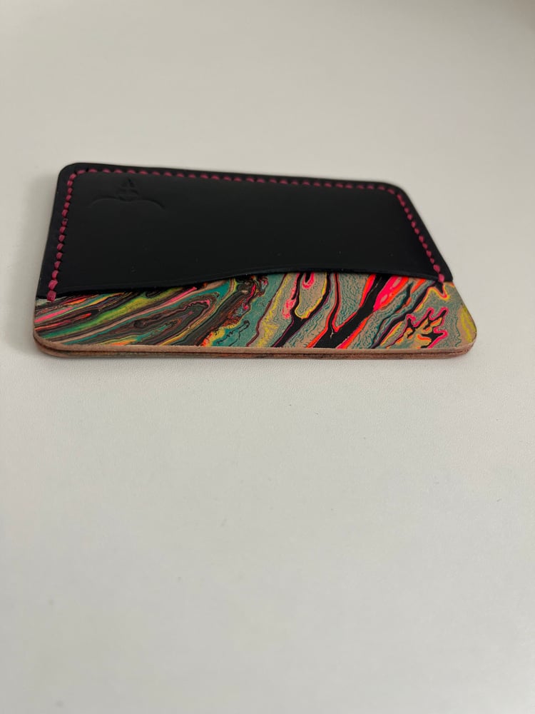 Image of Marbled Horizontal Cardholder (Black/Neon Pink)