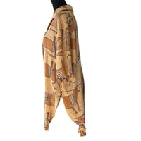 Image 2 of Vintage 90s Tan and Brown Abstract Shirt Dress Tunic Top - Size L - Beverly Rose