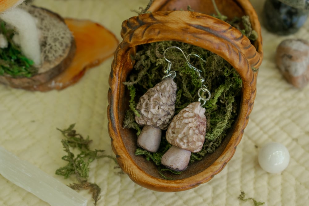 Image of Morel Mushroom Earrings