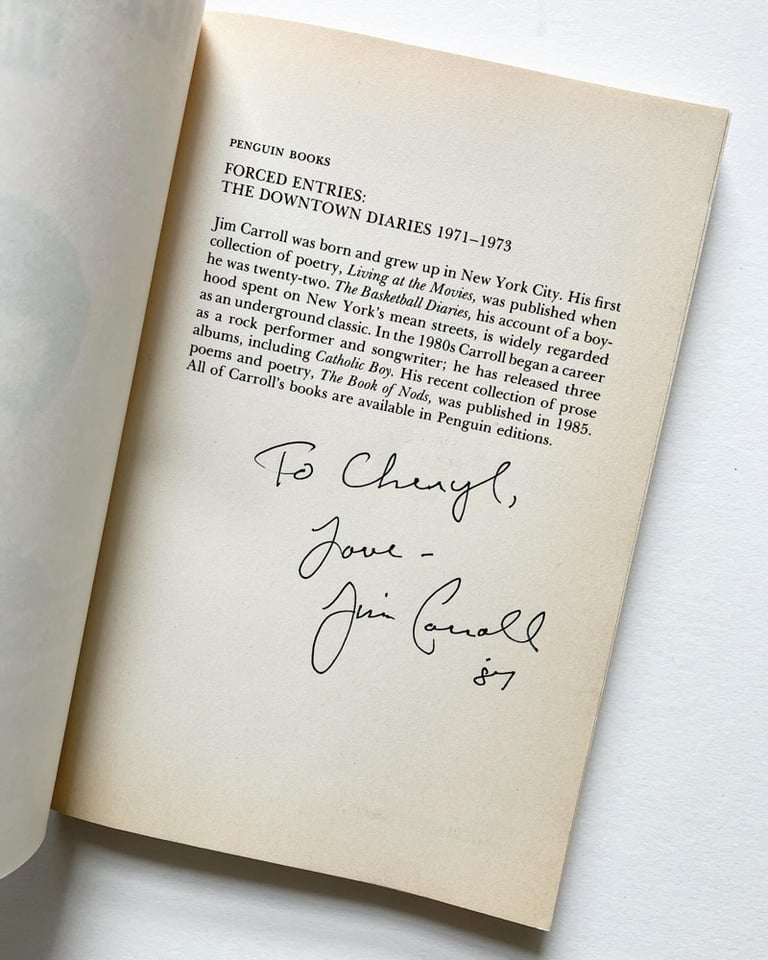 Two Inscribed Memoirs by Jim Carroll Image 5